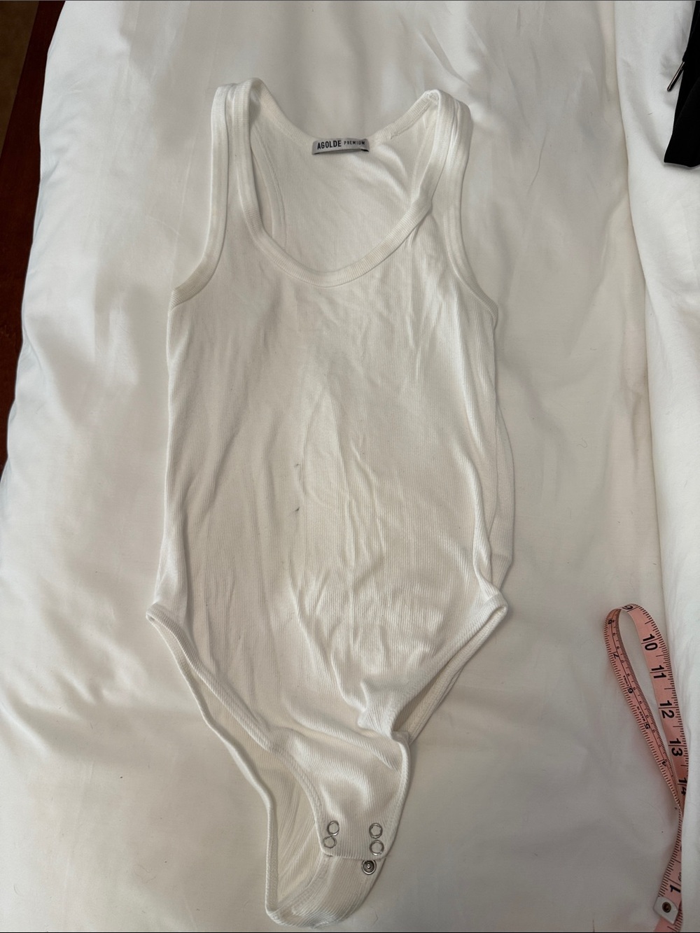 Agolde White Ribbed Tank Bodysuit for Kids